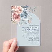 Invitations En Acrylique Mariage d'arc rose rose rose bleu pâle (In situ (ordinateur de poche))
