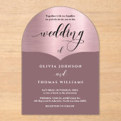 Invitations En Acrylique Mariage d'arc rose rose rose chic Script (Recto)