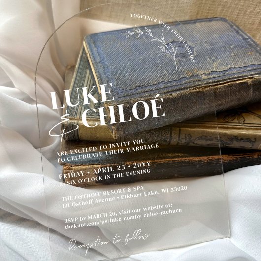 Invitations En Acrylique Mariage d'arc unique à main simple tiré