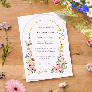 Invitations En Acrylique Mariage d'arch de printemps été aquarelle fleur sa