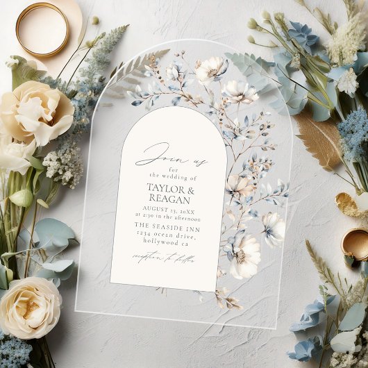 Invitations En Acrylique Mariage d'arche aquarelle Fleur sauvage Delicate I