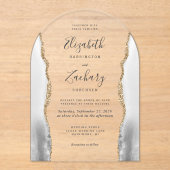 Invitations En Acrylique Mariage d'arche d'âge gris blanc moderne (Recto)