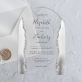Invitations En Acrylique Mariage d'arche d'arche gris blanc moderne