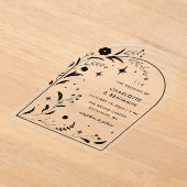 Invitations En Acrylique Mariage d'arche de nuit noire Floral (Poser)