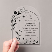 Invitations En Acrylique Mariage d'arche de nuit noire Floral (In situ (ordinateur de poche))