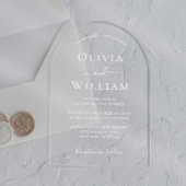 Invitations En Acrylique Mariage d'arche de typographie blanc chic