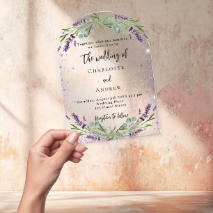 Invitations En Acrylique Mariage d'arche de violette de lavande