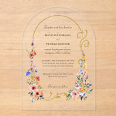 Invitations En Acrylique Mariage d'arche d'été Fleur sauvage d'aquarelle (Recto)