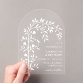 Invitations En Acrylique Mariage d'arche d'oiseaux botaniques blancs (In situ (ordinateur de poche))