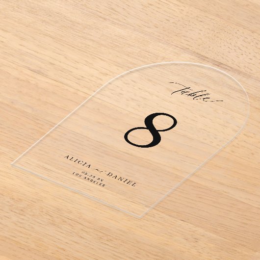 Invitations En Acrylique Mariage d'arche en écriture noire simple et modern (Poser)