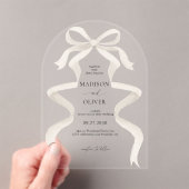 Invitations En Acrylique Mariage d'arche en ivoire Beige Bow (In situ (ordinateur de poche))