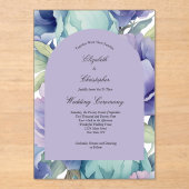 Invitations En Acrylique Mariage d'arche florale bleu violet (Recto)