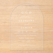 Invitations En Acrylique Mariage d'arche transparent Monogramme moderne (Recto)