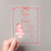 Invitations En Acrylique Mariage d'art de gribouillis rétro (In situ (ordinateur de poche))