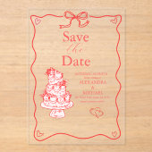 Invitations En Acrylique Mariage d'art de gribouillis rétro (Recto)