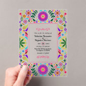 Invitations En Acrylique Mariage d'art populaire mexicain transparent Fiest (In situ (ordinateur de poche))