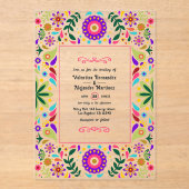 Invitations En Acrylique Mariage d'art populaire mexicain transparent Fiest (Recto)