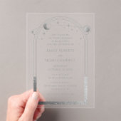 Invitations En Acrylique Mariage d'astronomie en argent céleste Sun Moon (In situ (ordinateur de poche))
