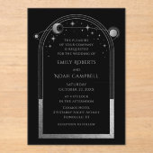 Invitations En Acrylique Mariage d'astronomie en argent céleste Sun Moon (Recto)