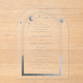 Invitations En Acrylique Mariage d'astronomie en argent céleste Sun Moon (Recto)