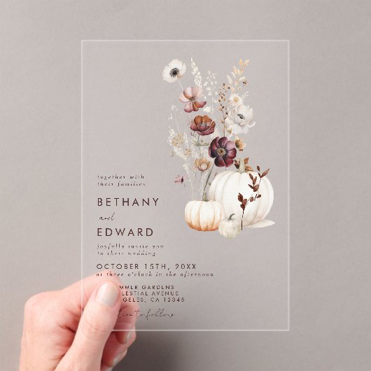 Invitations En Acrylique Mariage d'automne Boho (In situ (ordinateur de poche))