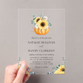 Invitations En Acrylique Mariage d'automne rustique avec citrouille et tour (In situ (ordinateur de poche))