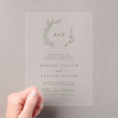Invitations En Acrylique Mariage de bois vert à feuilles minimes (In situ (ordinateur de poche))