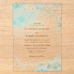 Invitations En Acrylique Mariage de bord de mer à budget aquarelle