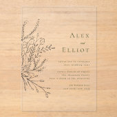 Invitations En Acrylique Mariage de bouquet à débordement vert (Recto)