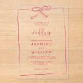 Invitations En Acrylique Mariage de Bow rose (Recto)