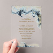 Invitations En Acrylique Mariage de budget côtier aquarelle (In situ (ordinateur de poche))