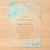 Invitations En Acrylique Mariage de budget côtier aquarelle (Recto)