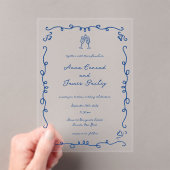 Invitations En Acrylique Mariage de cadre de gribouillis bleu (In situ (ordinateur de poche))