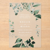 Invitations En Acrylique Mariage de cadre géométrique botanique naturel (Recto)