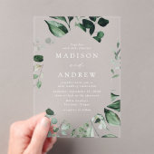 Invitations En Acrylique Mariage de cadre géométrique verdoyant (In situ (ordinateur de poche))