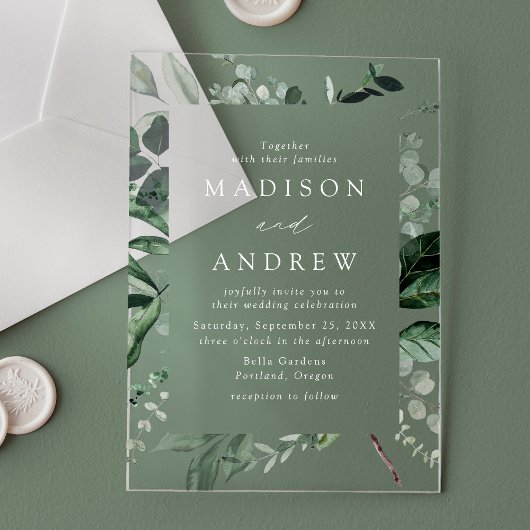 Invitations En Acrylique Mariage de cadre verdoyant