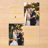 Invitations En Acrylique Mariage de calligraphie classique or (Recto)