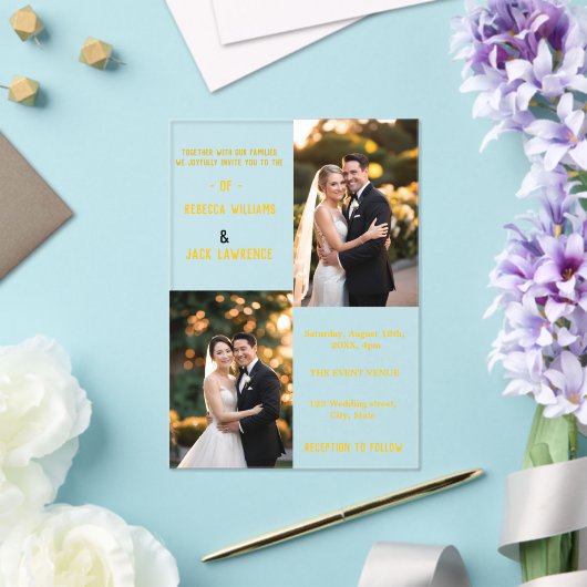 Invitations En Acrylique Mariage de calligraphie classique or (Insitu (Mariage))