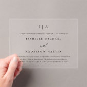 Invitations En Acrylique Mariage de calligraphie de monogramme noir classiq (In situ (ordinateur de poche))