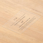 Invitations En Acrylique Mariage de calligraphie de monogramme noir classiq (Poser)