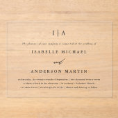 Invitations En Acrylique Mariage de calligraphie de monogramme noir classiq (Recto)