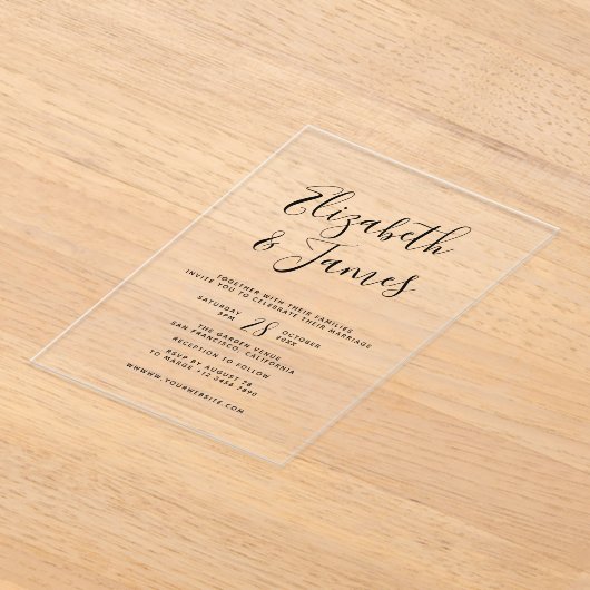 Invitations En Acrylique Mariage de calligraphie de script bohémien (Poser)