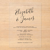 Invitations En Acrylique Mariage de calligraphie de script bohémien (Recto)