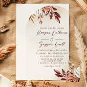 Invitations En Acrylique Mariage de calligraphie des fleurs de terre cuite 