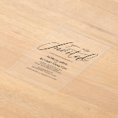 Invitations En Acrylique Mariage de calligraphie élégant (Poser)