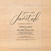 Invitations En Acrylique Mariage de calligraphie élégant (Recto)