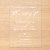 Invitations En Acrylique Mariage de calligraphie élégant (Recto)