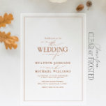 Invitations En Acrylique Mariage de calligraphie en terre cuite moderne<br><div class="desc">Cette invitation dégage un charme moderne et sans effort, parfait pour les couples qui apprécient la beauté sobre de la calligraphie associée à une palette de couleurs audacieuse et douce. La calligraphie en terre cuite capture avec grâce l'essence de la romance intemporelle, offrant une invitation raffinée qui est à la...</div>