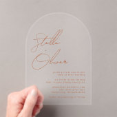Invitations En Acrylique Mariage de calligraphie en terre cuite rustique mo (In situ (ordinateur de poche))