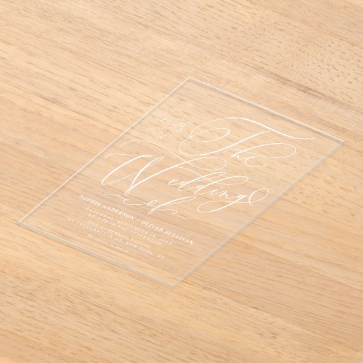 Invitations En Acrylique Mariage de calligraphie géant blanc (Poser)